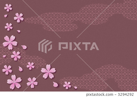 Sakura-09 ■ Sakura · flower · petal · cloud · tortoise pattern · background material · green tea 3294292