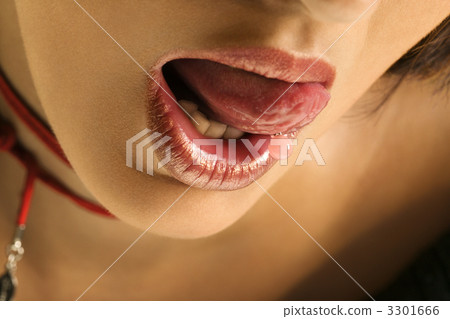 Woman licking lips. 3301666