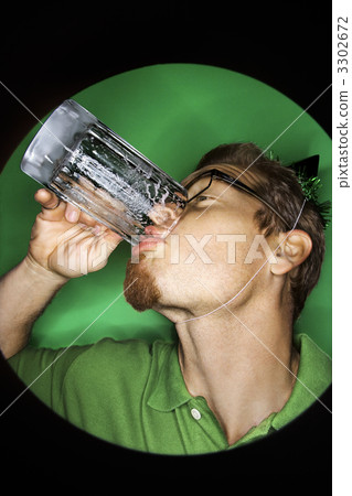 Man drinking beer. 3302672
