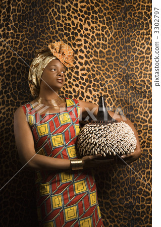 Young African American Woman in Traditional African Dress 3302797