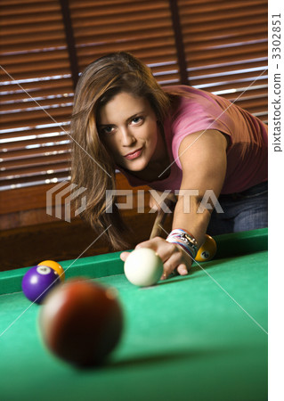 Young Woman Playing Billiards 3302851