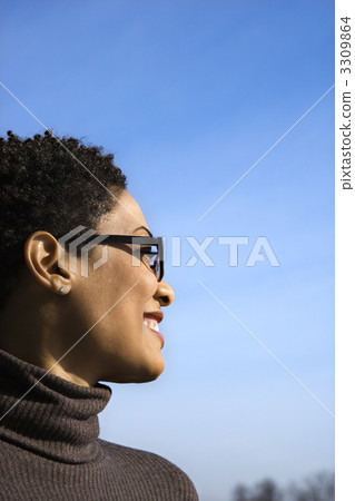 Profile of Smiling Young Black Woman Profile of Smiling Young Black Woman 3309864