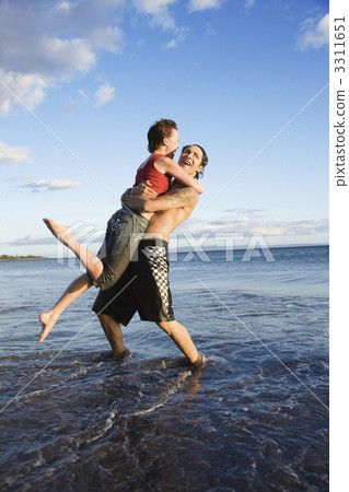 Romantic couple on beach. 3311651