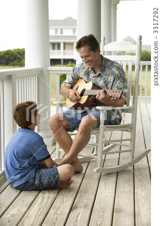 Father and Son on Porch 3317292
