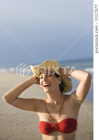 Woman at beach. 3317977
