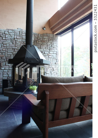 Lobby with wood stove 3322431