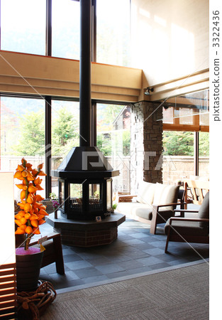 Lobby with wood stove 3322436