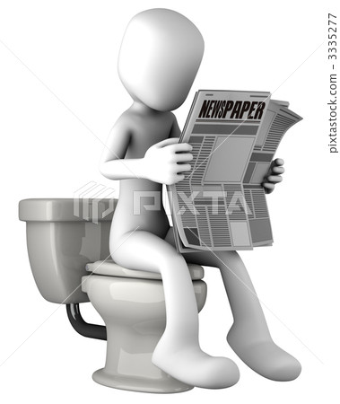 在浴室裡看報紙的人_對 3335277