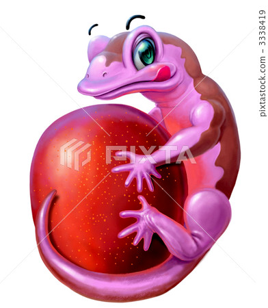 Pink lizard and fruit Pink lizard and fruit 3338419