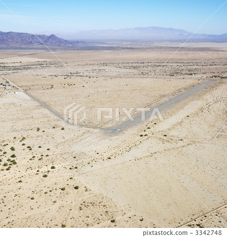 Landing strip in desert. Landing strip in desert. 3342748