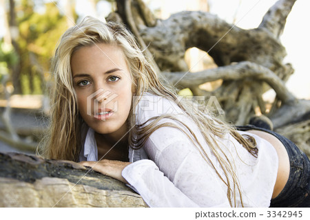 Pretty blond woman. Pretty blond woman. 3342945