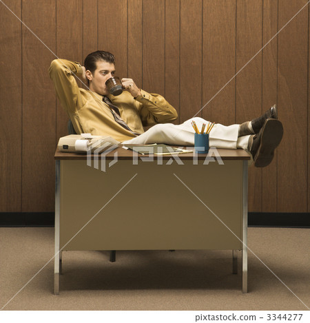 Man in retro office. 3344277