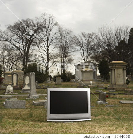 Television in graveyard. 3344668