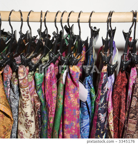 Colorful clothes on rack. Colorful clothes on rack. 3345176