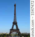 The Eiffel Tower standing in the blue sky 3347472