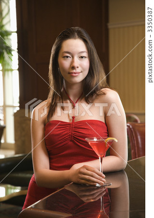 Woman at bar. Woman at bar. 3350387