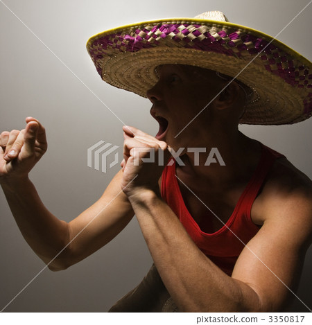 Dancing man wearing sombrero. 3350817