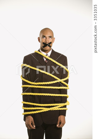 Businessman tied in rope. Businessman tied in rope. 3351035