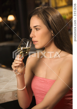 Woman drinking wine. Woman drinking wine. 3351636