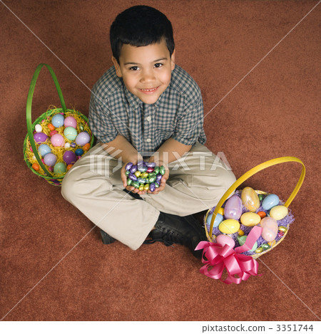 Boy with Easter baskets. 3351744