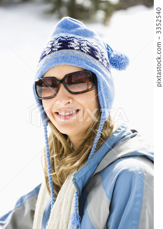 Woman in ski cap. Woman in ski cap. 3352540