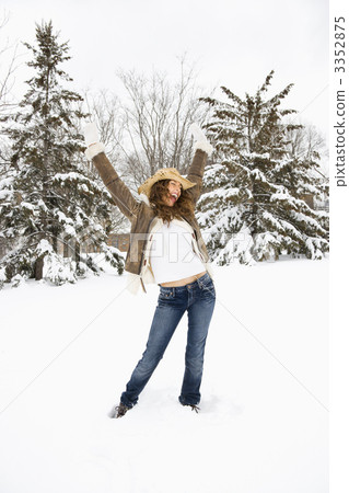 Woman posing in snow. 3352875
