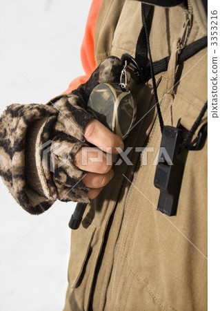 Hand holding walkie talkie. 3353216