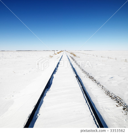Snow covered railroad tracks. Snow covered railroad tracks. 3353562