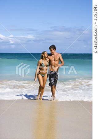 Couple on beach. 3353845