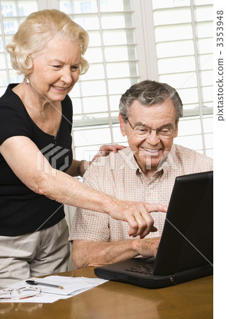 Mature couple with laptop. 3353948