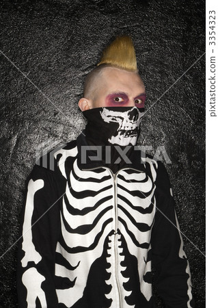 Punk with skeleton costume. 3354323