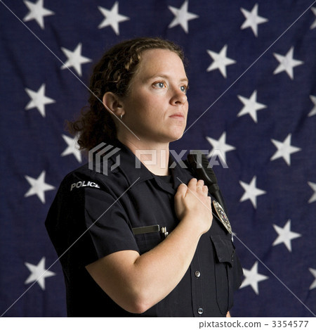Patriotic policewoman. 3354577