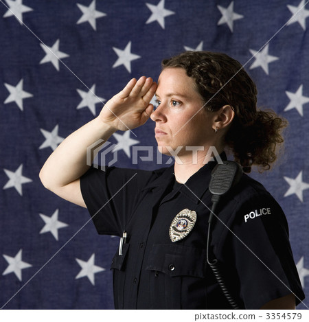 Policewoman saluting. 3354579