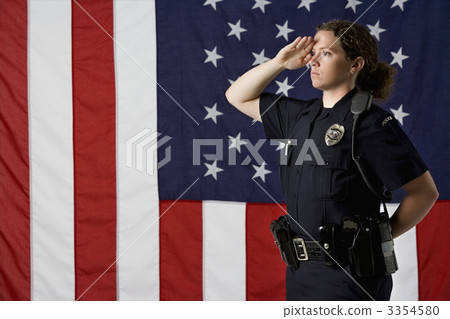 Policewoman saluting. 3354580