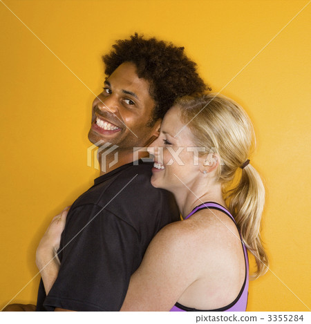 Woman hugging man. 3355284