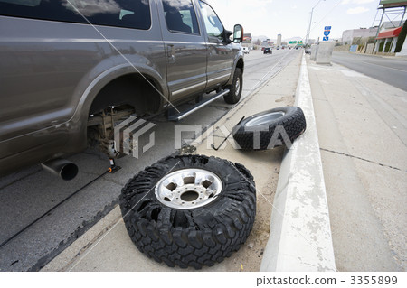 Broken down vehicle on road. Broken down vehicle on road. 3355899
