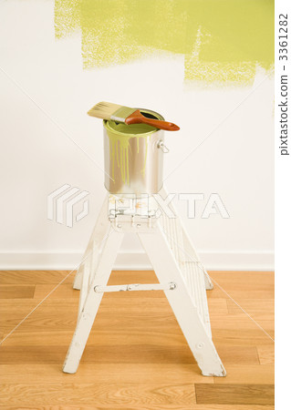 Paint can on ladder. 3361282