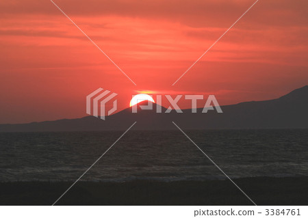 在日本的北端點 利尻富士 日落 3384761