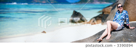Woman on vacation in Seychelles 3390894