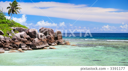 Beautiful rocky coast in Seychelles 3391177