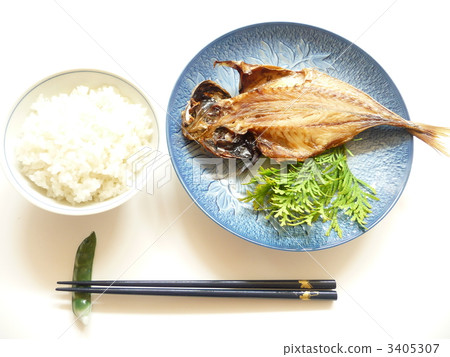 打開烤魚和米飯 3405307