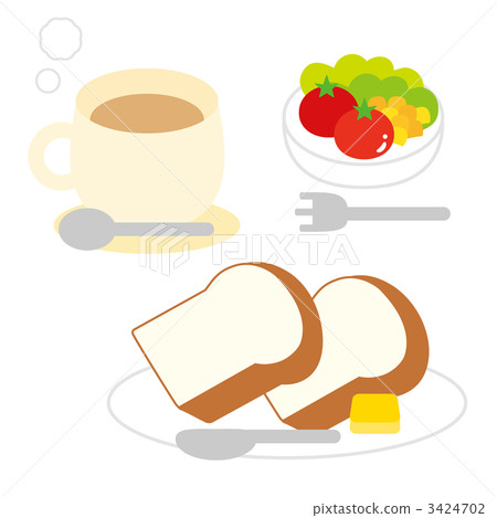 Breakfast bread, tea and salad 3424702