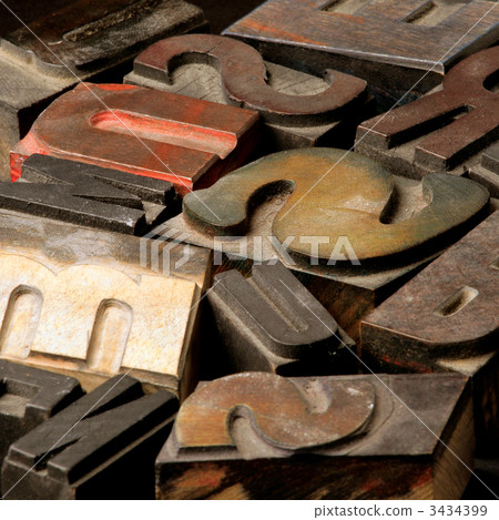 Old wooden type letters 3434399