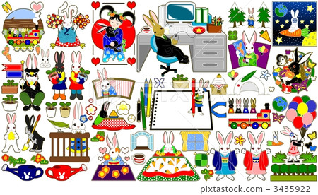 Usagi illustration material collection (parts) Fringing 3435922