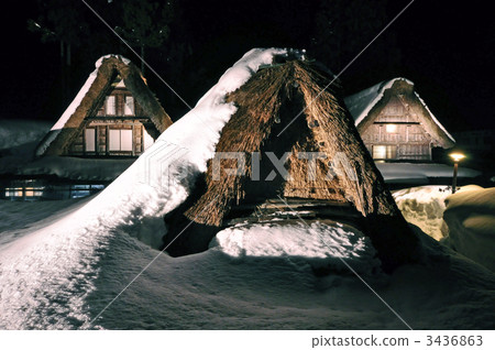 Gokayama Aikura巨大的殖民地定居點亮了 3436863