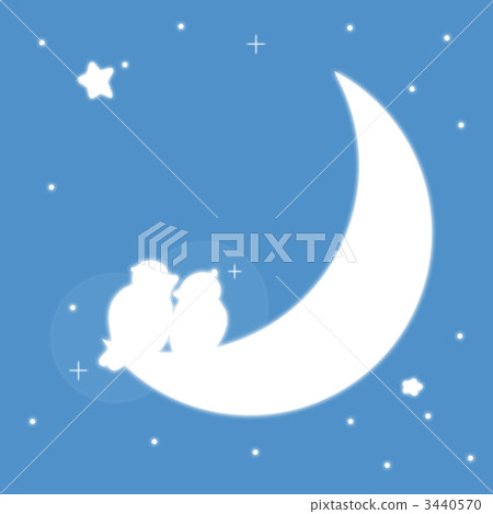 Moonlight (crescent moon) and birds 3440570
