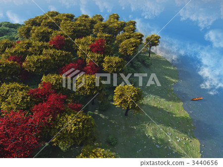 Fantasy world (autumn leaves on the lake) 3440656