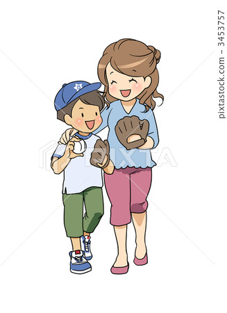 My mother and son going out for a catch ball My mother and son going out for a catch ball 3453757
