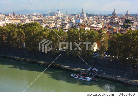 從Sant'Angelo城堡觀看台伯河和羅馬城 3465469