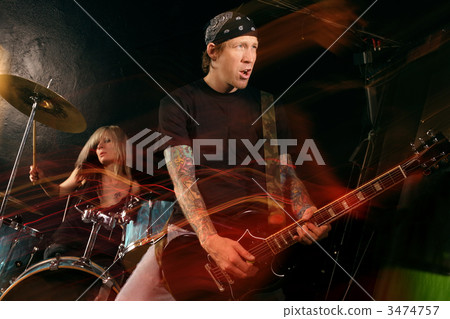 Guitar player and drummer 3474757